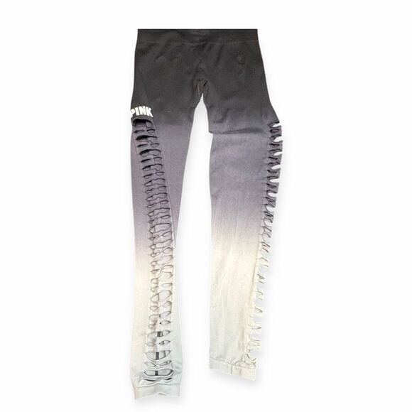 PINK VICTORIA’S SECRET Women’s Black to Gray Ombre Lace-Up Cool & Comfy Legging - Picture 2 of 6